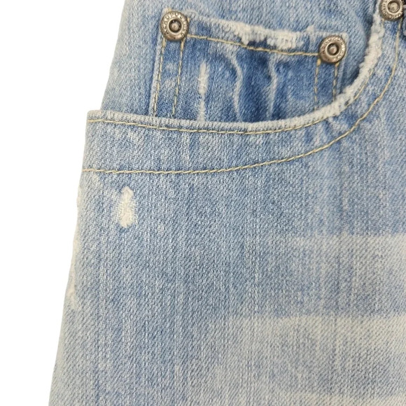 Hand Embroidered Aeropostale Mini Denim Skirt Light Wash Distressed Floral - Picture 2 of 10